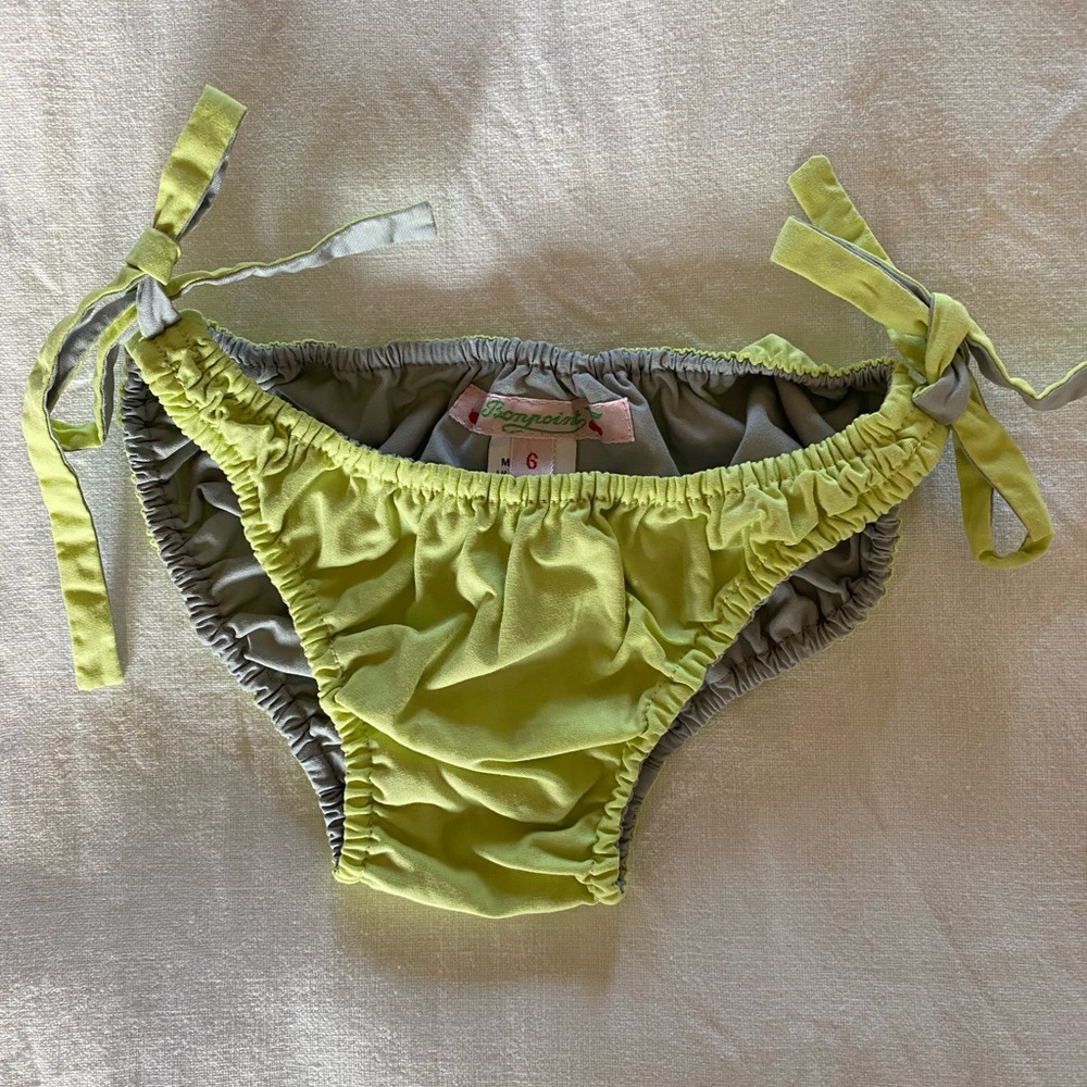 Bonpoint girls lime green and grey bikini bottom (never worn) size 6